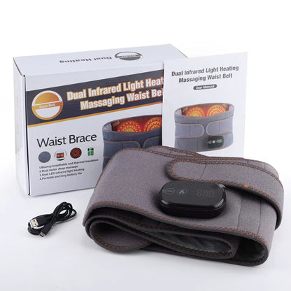 Dual Red Light Heating Massage Waist Belt, Electric Heating Waist Massager, Rechargeable Heated Massage Belt, Blood Circulation