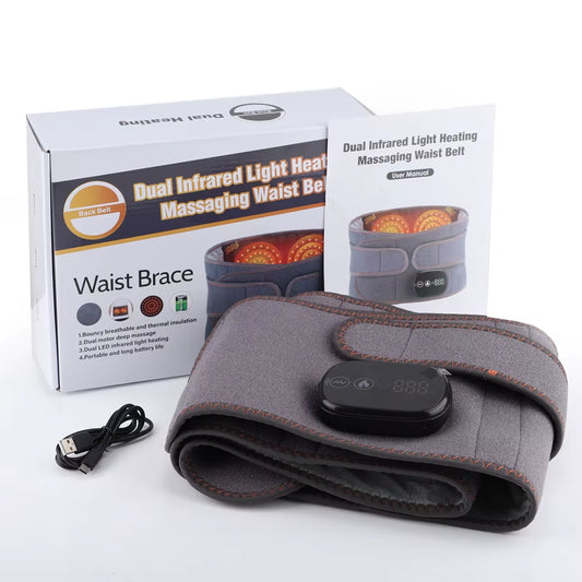 Dual Red Light Heating Massage Waist Belt, Electric Heating Waist Massager, Rechargeable Heated Massage Belt, Blood Circulation
