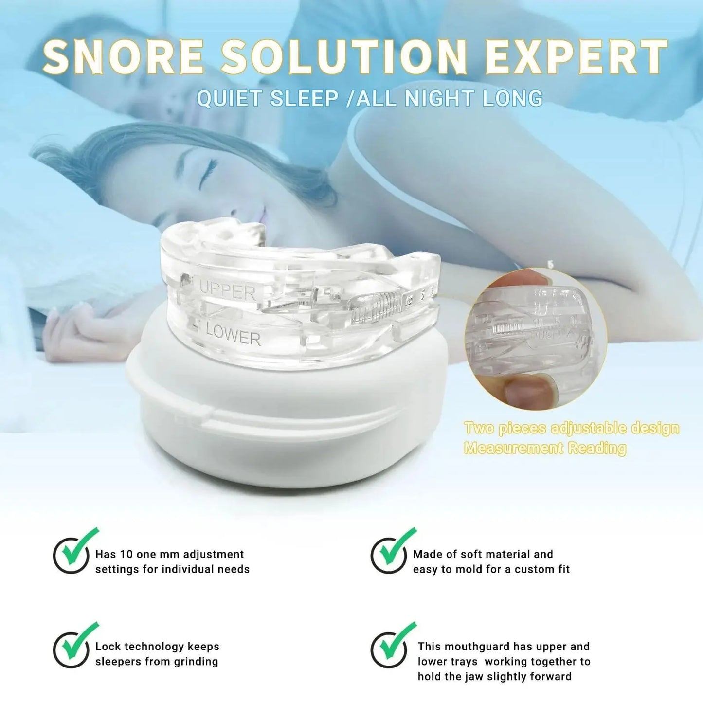 Transform Your Sleep with Our Adjustable Anti-Snoring Mouth Guard – Perfect for Bruxism Relief and Quality Rest!